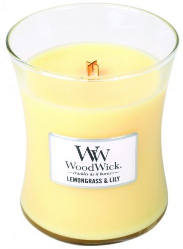 WoodWick Lemongrass & Lily vonná svíčka s dřevěným knotem 275 g