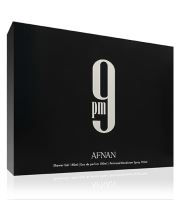 Afnan 9pm dárková sada pro muže parfémovaná voda 100 ml + sprchový gel 150 ml + deosprej 150 ml (1)