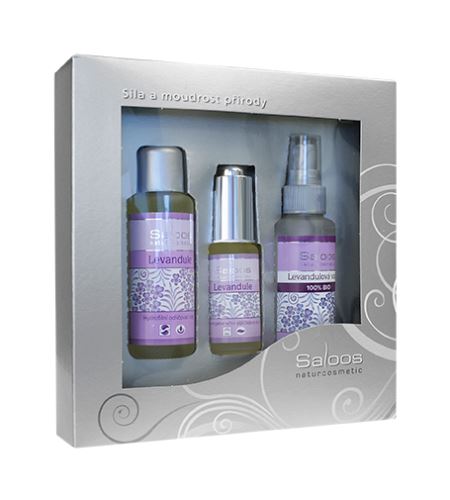 Saloos Levandule hydrofilný odličovací olej Levandule 50 ml+ kvetinová voda Levandule 50 ml + regeneračný pleťový olej Levandule 20 ml dárková sada