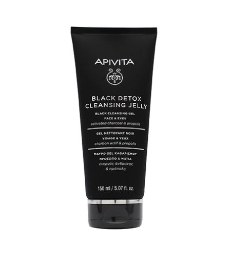 Apivita Black Detox Cleansing Jelly čisticí gel s aktivním uhlím na obličej a oči 150 ml