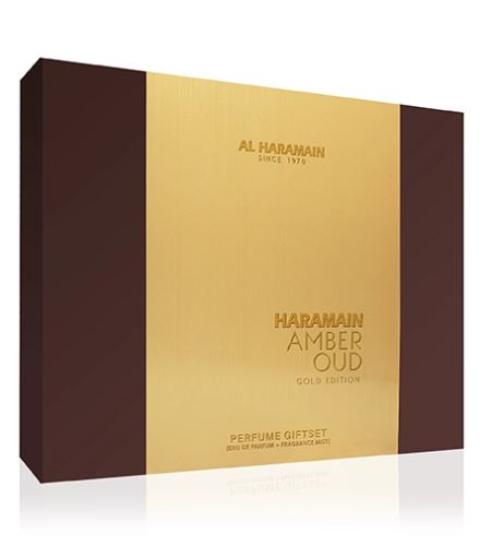 Al Haramain Amber Oud Gold Edition dárková sada unisex parfémovaná voda 75 ml + parfémovaná voda 30 ml + tělová mlha 200 ml
