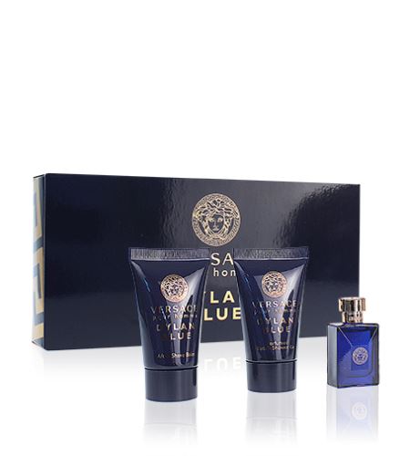 Versace Dylan Blue Pour Homme dárková sada pro muže toaletní voda 5 ml + sprchový gel 25 ml + balzám po holení 25 ml