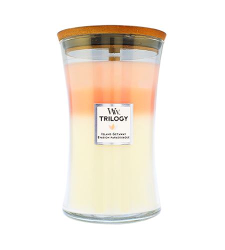 WoodWick Trilogy Island Getaway vonná svíčka s dřevěným knotem 609,5 g