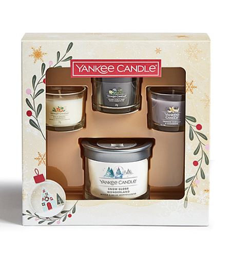 Yankee Candle Snow Globe Wonderland dárková sada tumbler malý + votivní svíčka ve skle 3 x 37 g