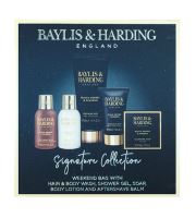Baylis & Harding Black Pepper & Ginseng dárková sada sprchový gel 200 ml + tuhé mýdlo 150 g + mycí gel na vlasy a tělo 100 ml + tělové mléko 100 ml + balzám po holení 50 ml + taška (1)