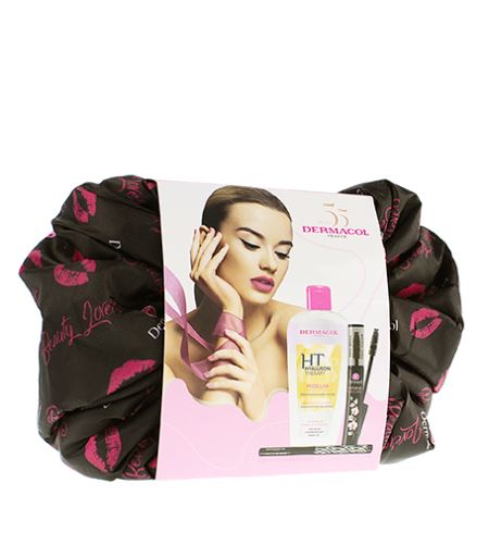 Dermacol Imperial dárková sada řasenka Imperial Black 13 ml + micelární voda Hyaluron Therapy 200 ml + fix na oči Precise Black 1 ml + kosmetická stahovací taštička