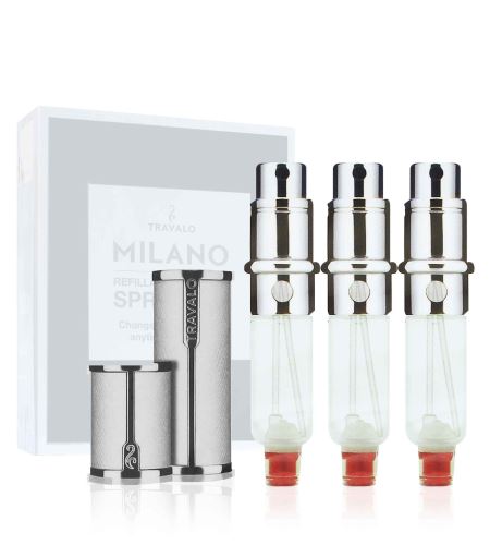 Travalo Milano plnitelný rozprašovač parfémů dárková sada White 3 x 5 ml + pouzdro