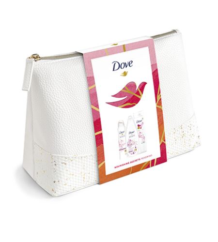 Dove Nourishing Secrets Renewing dárková sada sprchový gel Glowing Ritual 250 ml + tělové mléko Glowing Ritual 250 ml + antiperspirant Glowing Ritual 150 ml + kosmetická taštička