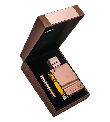 Al Haramain Amber Oud Tobacco Edition dárková sada unisex parfémovaná voda 200 ml + plnitelný rozprašovač parfému