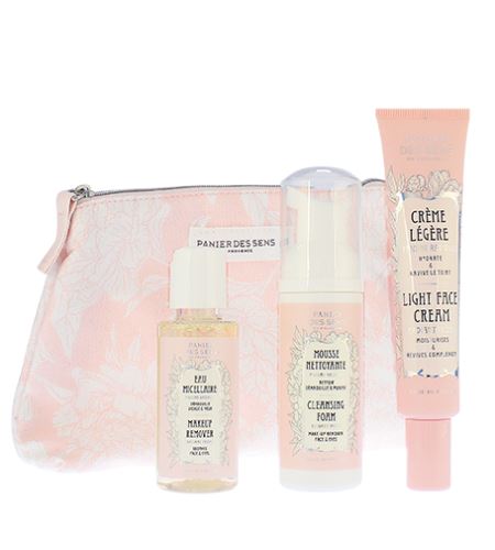 Panier Des Sens Radiant Peony dárková sada micelární voda 50 ml + čistící pěna 50 ml + lehký krém na obličej 40 ml