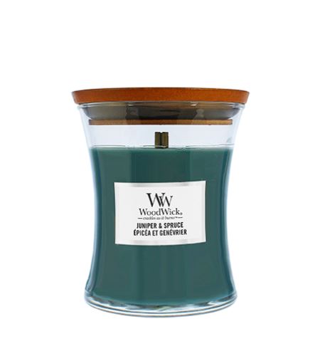 WoodWick Juniper & Spruce vonná svíčka s dřevěným knotem 275 g