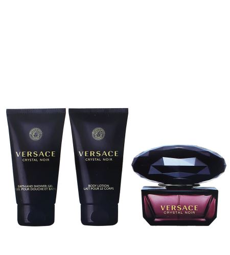 Versace Crystal Noir dárková sada pro ženy parfémovaná voda 50 ml + tělové mléko 50 ml + sprchový gel 50 ml