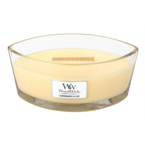 WoodWick Lemongrass & Lily vonná svíčka s dřevěným knotem 453,6 g