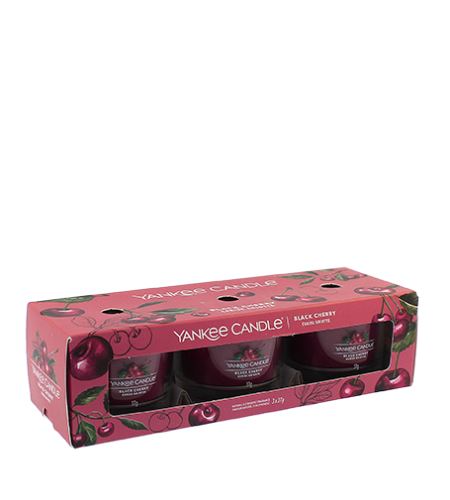 Yankee Candle Black Cherry votivní svíčka ve skle 3 x 37 g
