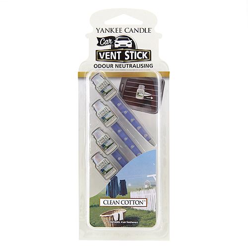 Yankee Candle Car Vent Sticks Clean Cotton scented pegs 4 ks