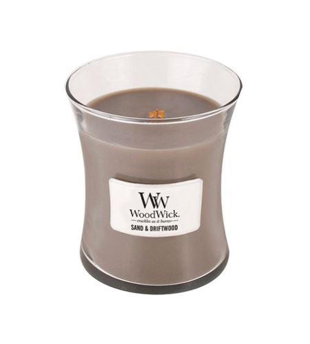 WoodWick Sand & Driftwood vonná svíčka s dřevěným knotem 275 g