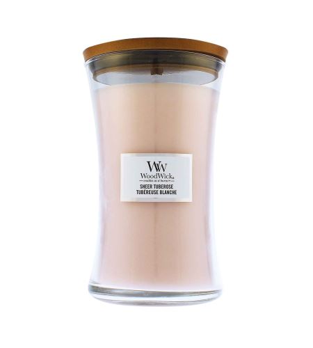 WoodWick Sheer Tuberose vonná svíčka s dřevěným knotem 609 g