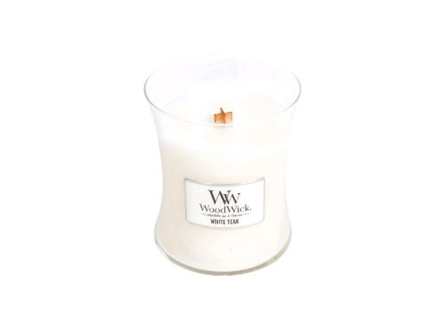 WoodWick White Teak vonná svíčka s dřevěným knotem 275 g