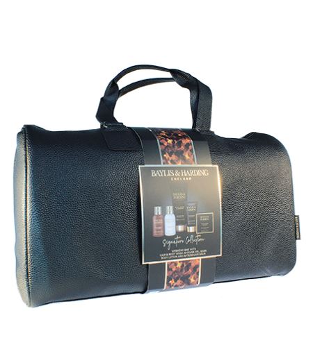 Baylis & Harding Black Pepper & Ginseng dárková sada sprchový gel 200 ml + tuhé mýdlo 150 g + mycí gel na vlasy a tělo 100 ml + tělové mléko 100 ml + balzám po holení 50 ml + taška