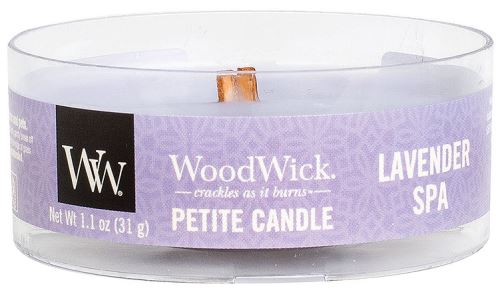 WoodWick Petite Lavender Spa vonná svíčka s dřevěným knotem 31 g
