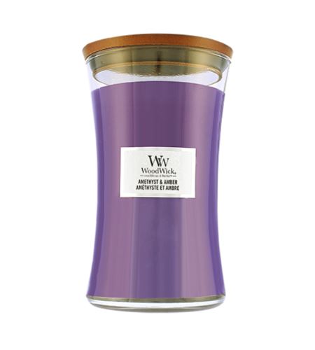 WoodWick Amethyst & Amber vonná svíčka s dřevěným knotem 609,5 g
