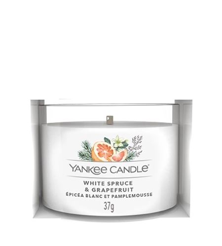 Yankee Candle White Spruce & Grapefruit votivní svíčka ve skle 37 g