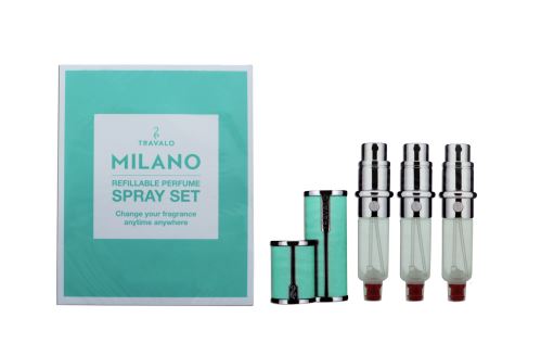 Travalo Milano plnitelný rozprašovač parfémů Aqua 3 x 5 ml dárková sada
