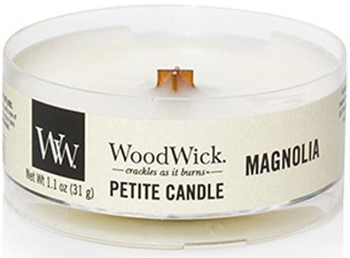 WoodWick Petite Magnolia vonná svíčka s dřevěným knotem 31 g