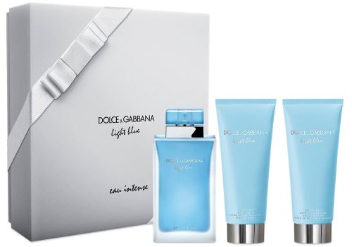 Dolce & Gabbana Light Blue Eau Intense dárková sada pro ženy parfémovaná voda 100 ml + tělový krém 100 ml + sprchový gel 100 ml