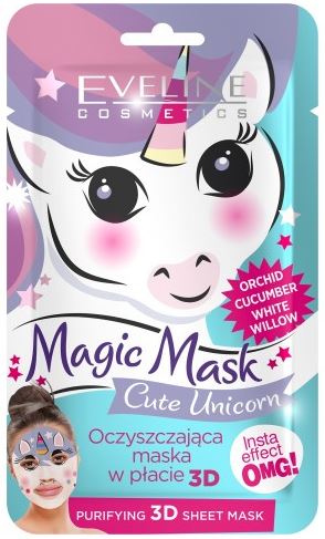 Eveline Cosmetics Magic Mask Cute Unicorn textile cleansing 3d face mask
