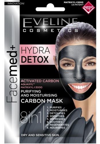 Eveline Cosmetics Facemed+ čistící a hydratační pleťová maska s aktivním uhlím 7 ml