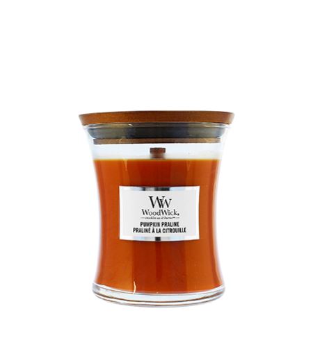 WoodWick Pumpkin Praline vonná svíčka s dřevěným knotem 275 g