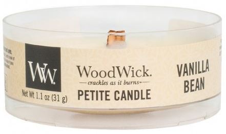 WoodWick Petite Vanilla Bean vonná svíčka s dřevěným knotem 31 g