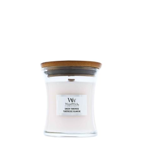 WoodWick Sheer Tuberose vonná svíčka s dřevěným knotem 85 g