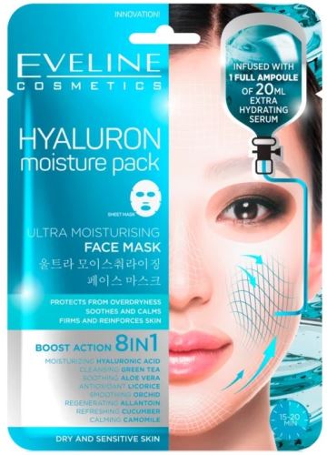 Eveline Cosmetics Hyaluron Moisture Pack ultra moisturizing facial textile mask