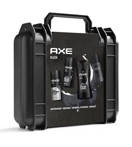 Axe Black dárková sada deodorant sprej 150 ml + antiperspirant sprej 150 ml + sprchový gel 400 ml + voda po holení 100 ml + kufřík