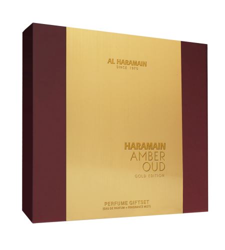 Al Haramain Amber Oud Gold Edition dárková sada unisex parfémovaná voda 75 ml + parfémovaná voda 30 ml + deosprej 200 ml