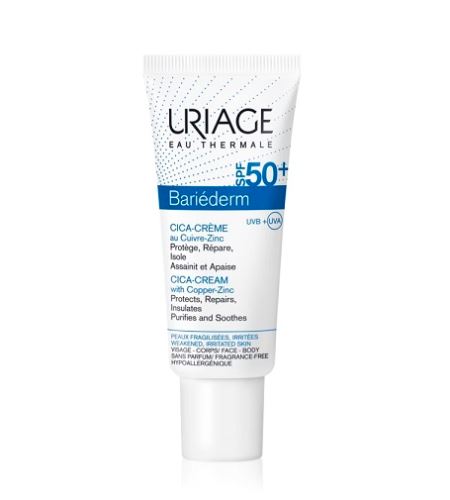 URIAGE Bariéderm Cica reparativní krém s obsahem mědi a zinku SPF 50+ 40 ml