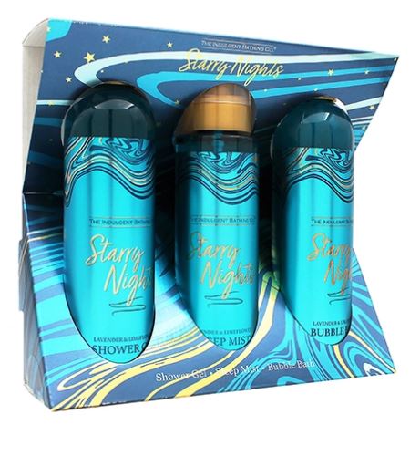 The Indulgent Bathing Co. Starry Nights gift set shower gel 240 ml + bath foam 240 ml + sleep mist 200 ml