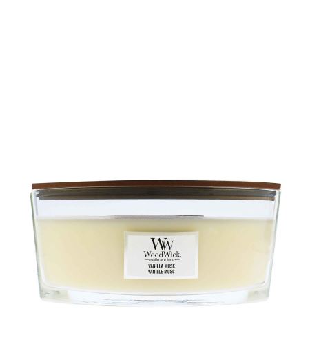 WoodWick Vanilla Musk vonná svíčka s dřevěným knotem 453,6 g