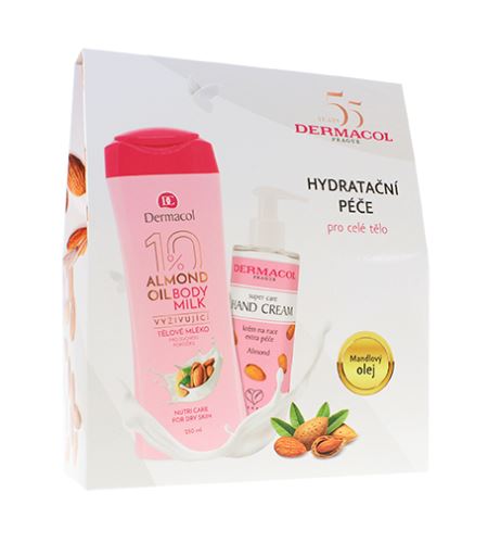 Dermacol Almond Oil dárková sada tělové mléko Almond Oil 250 ml + krém na ruce Super Care 150 ml