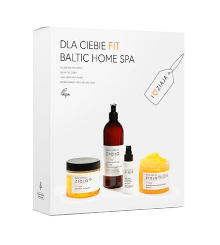 Ziaja Baltic Home Spa Fit dárková sada pleťový krém lehká formule 50 ml + želé do koupele 260 ml + tělový peeling hrubozrnný 300 ml + tělové sérum hydratační 400 ml