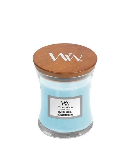 WoodWick Seaside Neroli vonná svíčka s dřevěným knotem 85 g