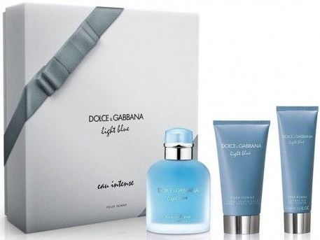 Dolce & Gabbana Light Blue Eau Intense Pour Homme dárková sada pro muže parfémovaná voda 100 ml + sprchový gel 50 ml + balzám po holení 75 ml