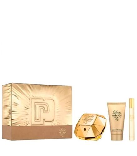 Paco Rabanne Lady Million dárková sada pro ženy parfémovaná voda 50 ml + tělové mléko 75 ml + parfémovaná voda 10 ml