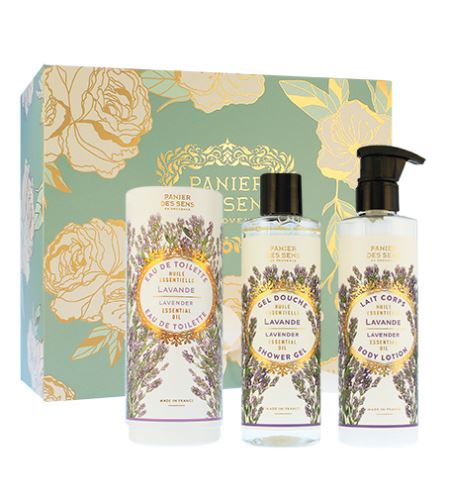 Panier Des Sens Relaxing Lavender dárková sada pro ženy toaletní voda 50 ml + sprchový gel 250 ml + tělové mléko 250 ml