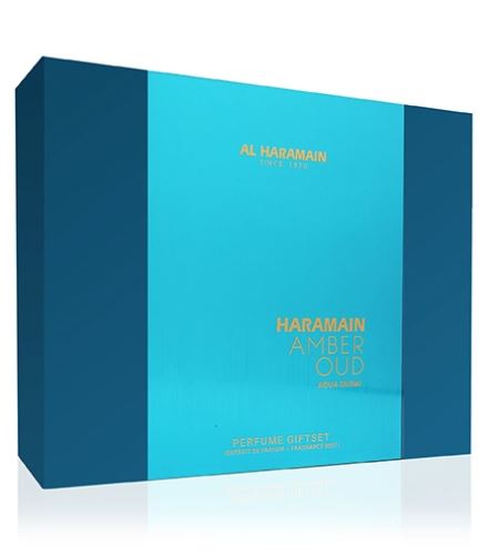 Al Haramain Amber Oud Aqua Dubai gift set unisex perfume extract 75 ml + perfume extract 30 ml + body mist 200 ml