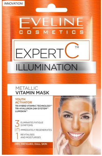 Eveline Cosmetics Expert C rozjasňující metalická vitaminová maska 3v1 2x5 ml