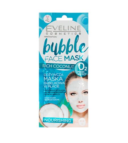 Eveline Cosmetics Bubble Face Mask Rich Coconut textile nourishing face mask