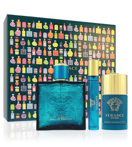 Versace Eros dárková sada pro muže toaletní voda 100 ml + deostick 75 g + toaletní voda 10 ml